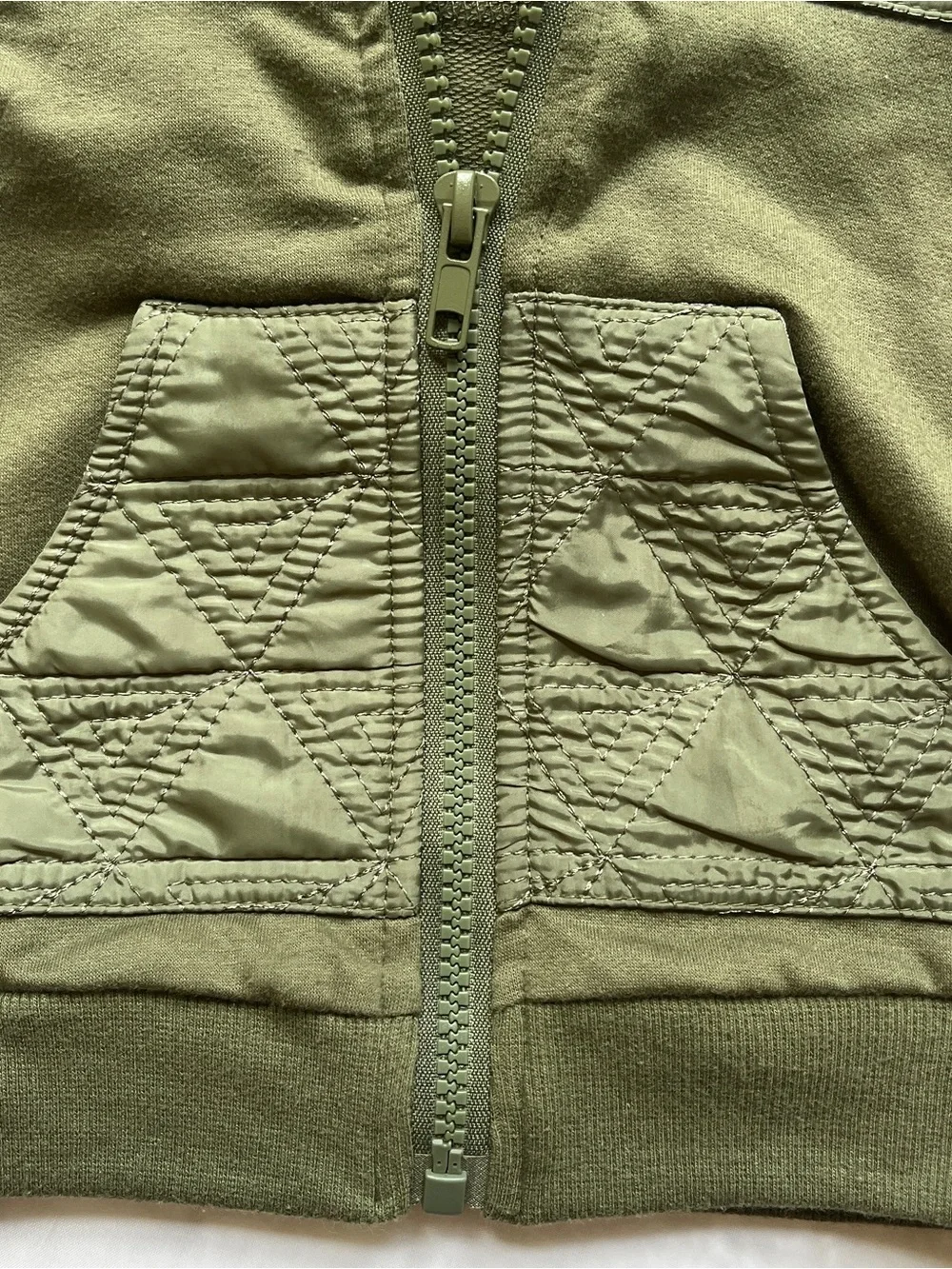 Tommy Bahama Baby Boy Olive Green Quilted Zip Up Hoodie Jacket 12M